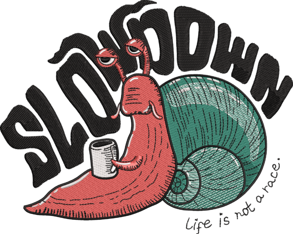 SLOWDOWN SNAIL EMBROIDERY T-SHIRT